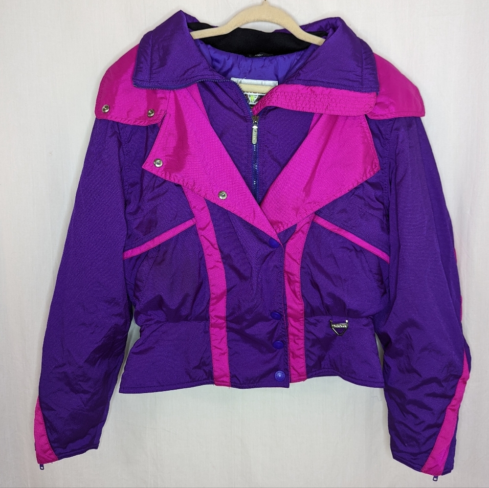 Tyrolia by Head Vintage Womens Purple Pink Trim Snow Ski Jacket Size 12